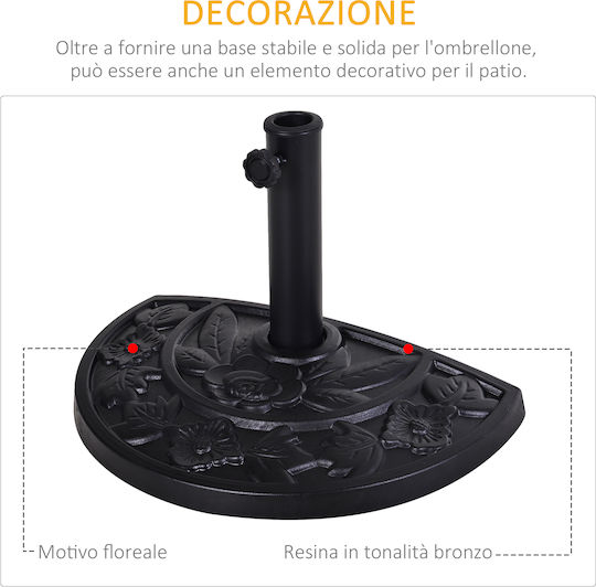 Outsunny Umbrella Stand made of Plastic Black Velvet-Black Metal 50x31x32cm