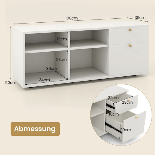 TV Stand White 108x39x50cm