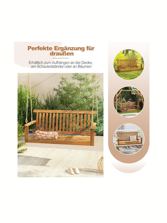 Κρεμαστή Κούνια Πολυθρόνα Ξύλινη Καφέ Αντοχής έως 360kg 130x63x57cm