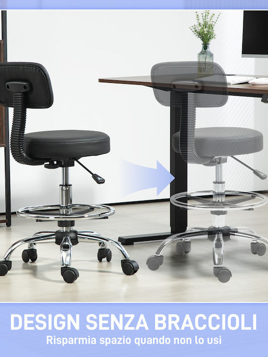 Homcom Swivel Chair Adjustable Height Footrest Steel Synthetic Leather Foam Material 52x52x78-92 cm Black 921-822v00bk