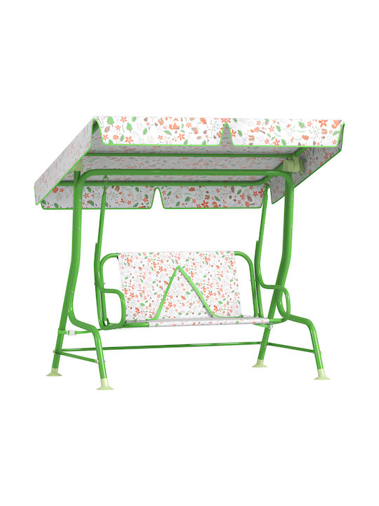 Leagăn cu bază și pernă 2 sloturi Metal Verde Rezistență până la 60kg L112xL75xH120cm