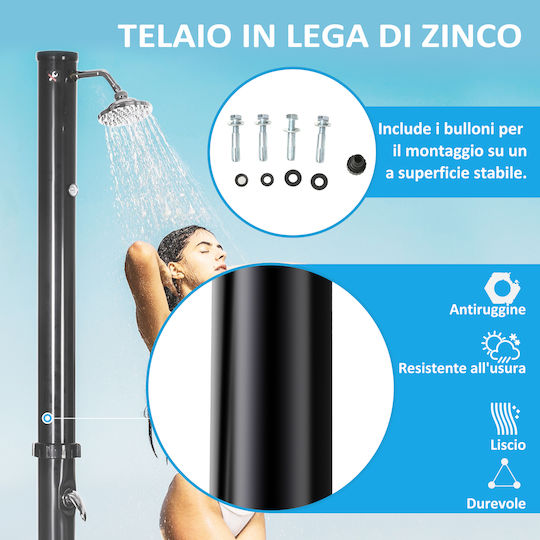 Outsunny Ντουζιέρα Πισίνας Ηλιακή 222x15.5x15.5εκ. Μαύρη