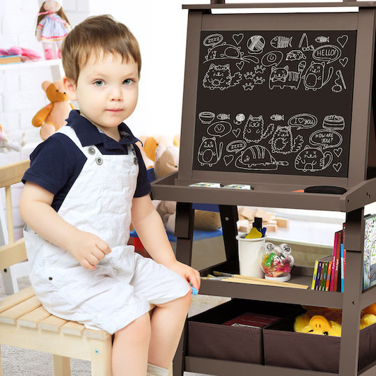 Costway Kids Easel 3-in-1 Magnetic Board Hanging Paper Roll Storage Spaces Ty327442cf
