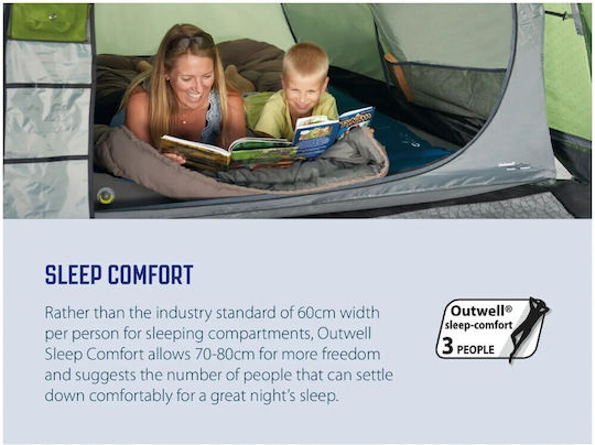 Outwell Earth 4 Plus Σκηνή Camping Τούνελ Πράσινη 3 Εποχών για 4 Άτομα 420x260x140εκ.