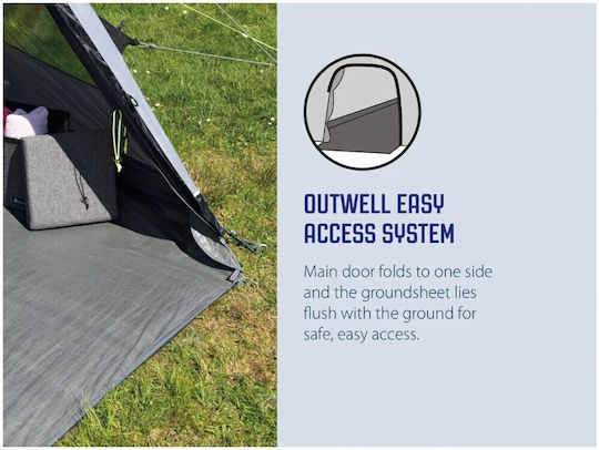 Outwell Earth 4 Plus Σκηνή Camping Τούνελ Πράσινη 3 Εποχών για 4 Άτομα 420x260x140εκ.