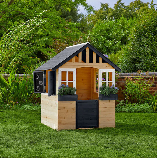 Multifunctional Wooden Kids Playhouse with Kitchen Beige 98.5x91.5x138cm