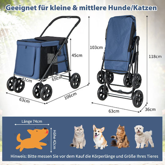 Costway Αδιάβροχη Τσάντα για Μεταφορά Σκύλου έως 40kg Ροζ