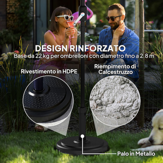 Outsunny Βάση Ομπρέλας Νερού-Άμμου Μεταλλική 38-38mm Στρογγυλή Μαύρη