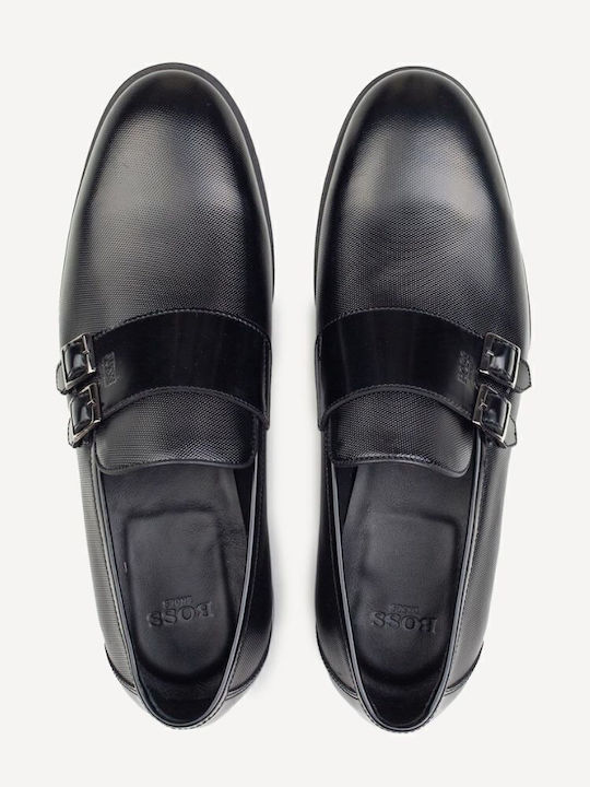 Men's Leather Monk Shoes Black