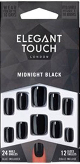 Elegant Touch Nail Tips in Black Color 24pcs 4020755
