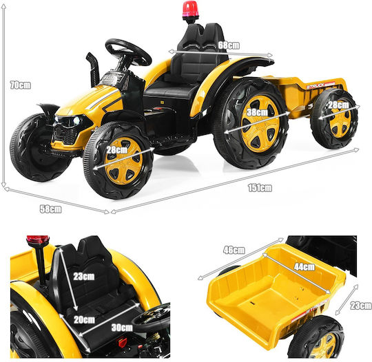 Kids Ride On Tractor Electric with Trailer 12 Volt Beige for 3+ Years
