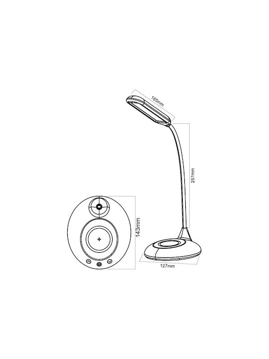 Braytron LED Φωτιστικό Γραφείου με Εύκαμπτο Βραχίονα σε Μαύρο Χρώμα