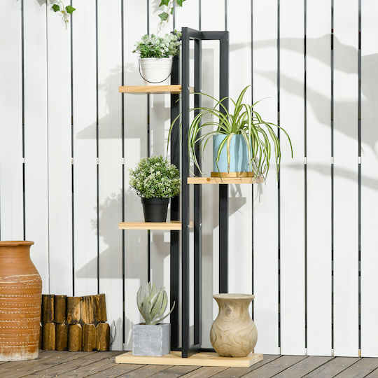 Outsunny Ραφιέρα Γλάστρας Ξύλινη Μαύρη 45x25x110εκ.