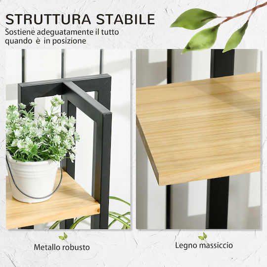 Outsunny Ραφιέρα Γλάστρας Ξύλινη Μαύρη 45x25x110εκ.