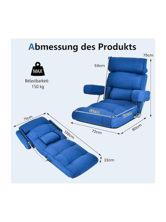 Multifunctional Bean Bag Chair Bolster Blue 80x72x75cm