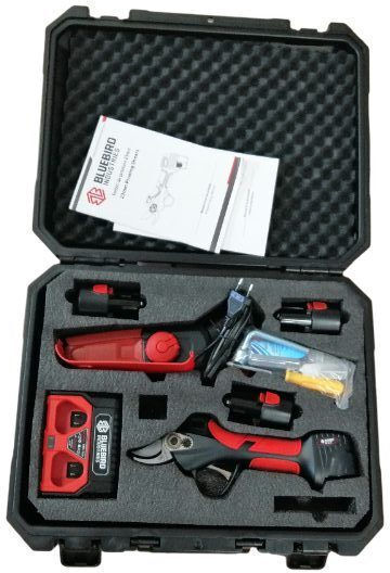 Blue Bird PS22-23 Battery Powered Tool Set Chainsaw and Pruning Shear 12.6V with 3 Batteries 2.5Ah and Carrying Case
