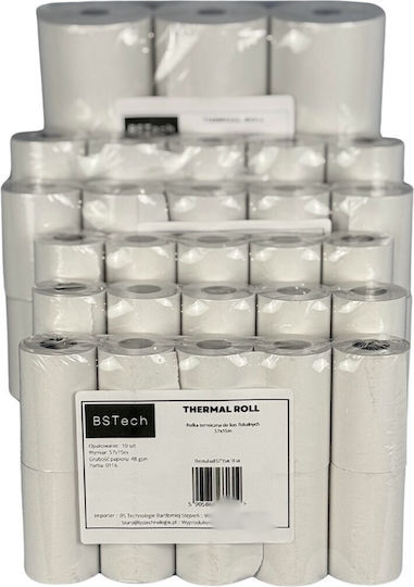 Bestpak Paper Termică Bandă de hârtie Registru de casă L57xΔ40mm 48gr/m² 10buc