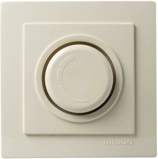 Geyer Χωνευτός Διακόπτης Dimmer με Πλαίσιο LED Περιστροφικός σε Μπεζ Χρώμα