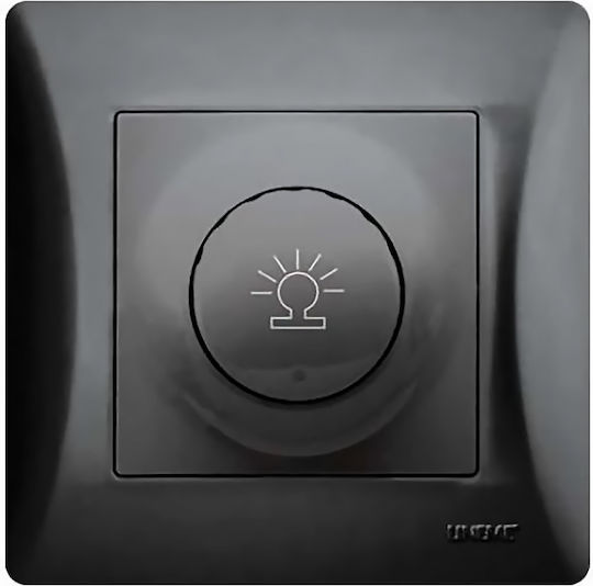 Lineme Recessed Dimmer Switch with Classic Rotary Frame 500W in Black Color