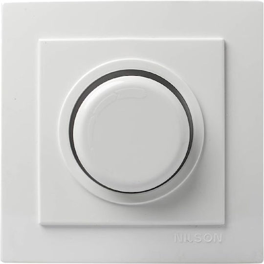 Geyer Comutator Cu Variator Încastrat Cu Rama Clasic Rotativ 300W În Culoare Albă