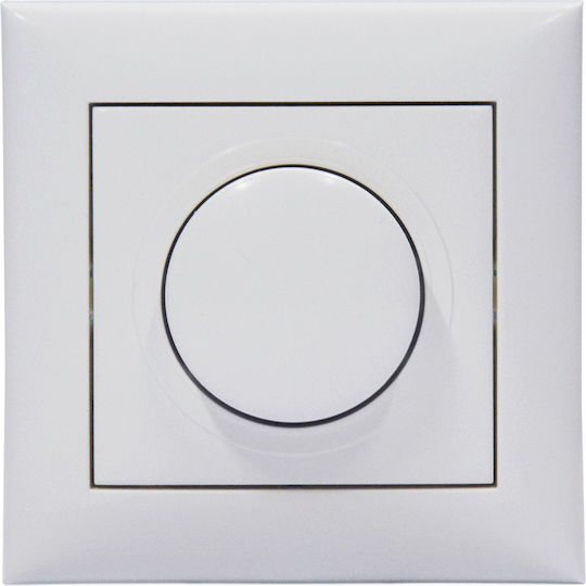 Makel Magic Χωνευτός Διακόπτης Dimmer με Πλαίσιο LED Περιστροφικός 200W σε Λευκό Χρώμα