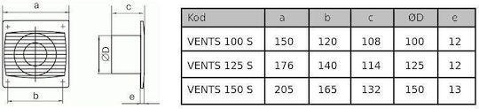 Vents Αξεσουάρ Εξαερισμού 150SILENTA-STL