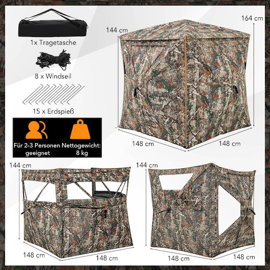 Costway Camping Tent 148x148x164cm with 360° visibility and silent windows