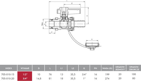 KFA Βάνα / Διακόπτης 3/4" με Ρακόρ
