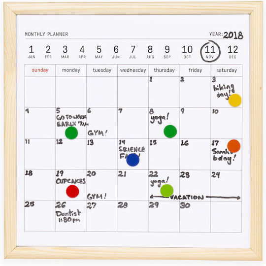 Kikkerland Magnetic Hanging Dry Erase Board 34x34cm