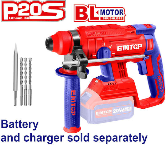 Emtop Schlag Meißelhammer Batterie Brushless Solo mit Aufnahme SDS Plus ELRH202201