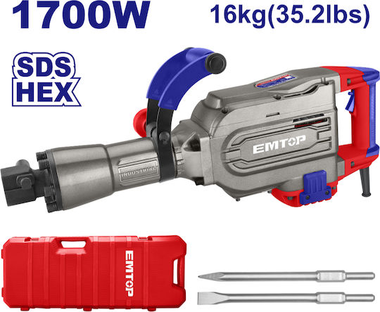 Emtop Κρουστικό Σκαπτικό Πιστολέτο Ρεύματος 1700W με Υποδοχή HEX EDBRH1701