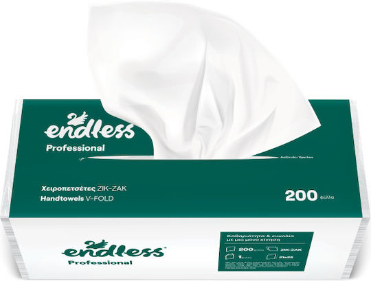 Zigzag Hand Towels 1-ply 21x25cm 200pcs White Endless Professional 1100662006