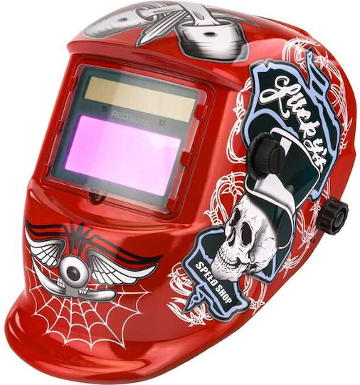 Red Technic Elektronischer Schweißhelm Mit Optischem Feld 42x42mm Rote