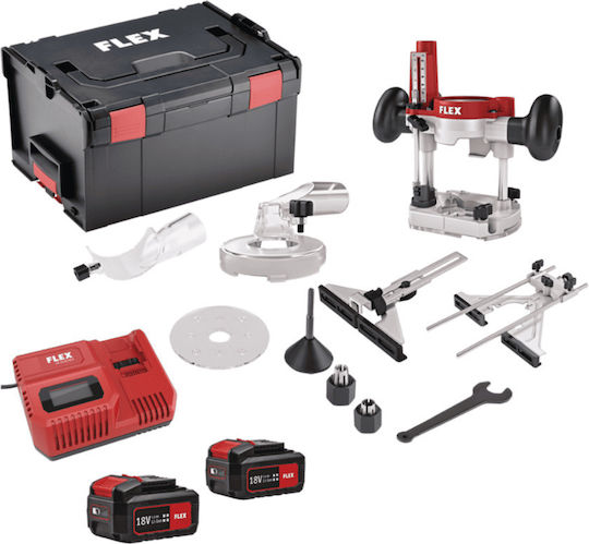 Flex CER 18.0-EC/5.0 Set Trimmfräse 18V Bürstenlos 2x5Ah mit Geschwindigkeitseinstellung und Staubabsaugsystem
