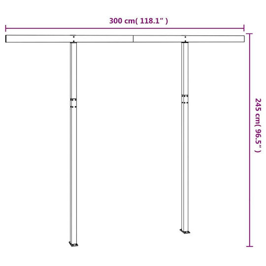 vidaXL Στύλοι Τέντας 300x245cm Λευκοί