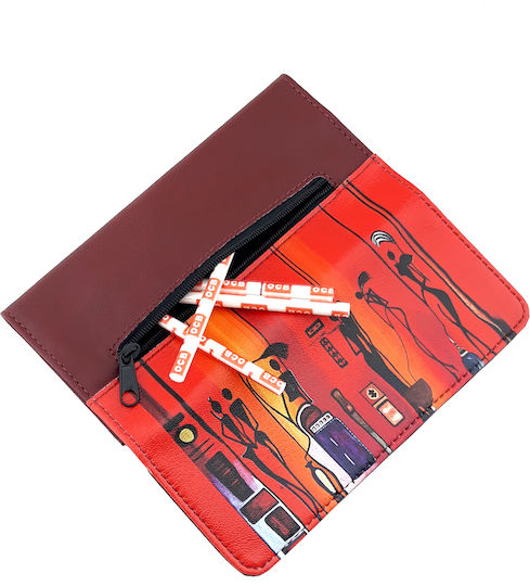Pera Leather Tobacco Pouch With Snap Closure DARK RED