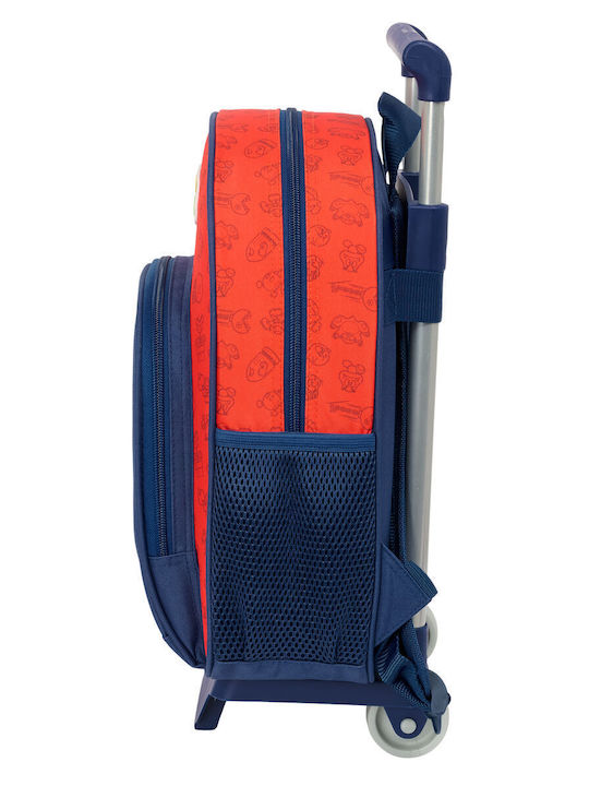 Super Mario School Bag Trolley Elementary, Elementary Red with Water Bottle Holder