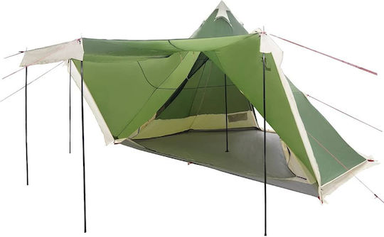 vidaXL Cort Tip Teepee Verde pentru 6 Persoane 486x486x280cm