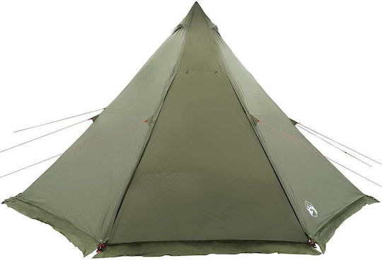 vidaXL Tipi Campingzelt Khaki für 6 Personen 486x486x280cm