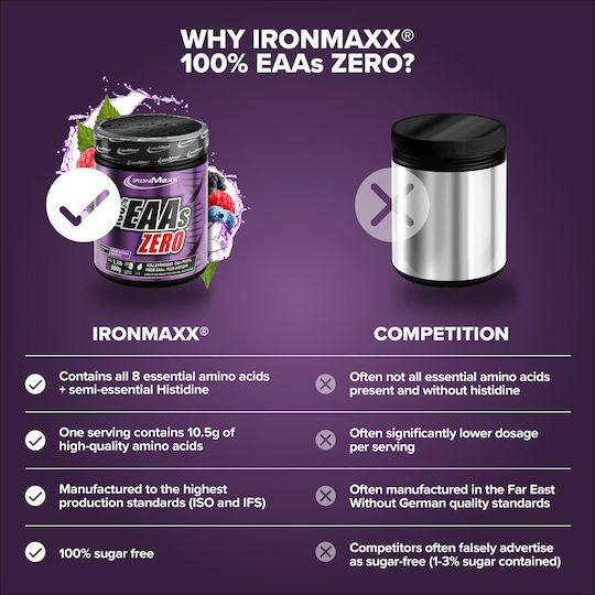 IronMaxx 100% EAAs Zero 500gr Fructe de pădure sălbatice