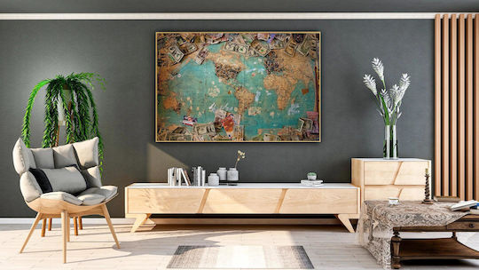 World Map Global Currencies Painting 65x40