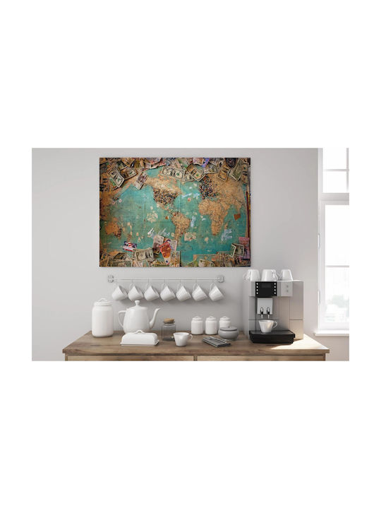 World Map Global Currencies Painting 100x70
