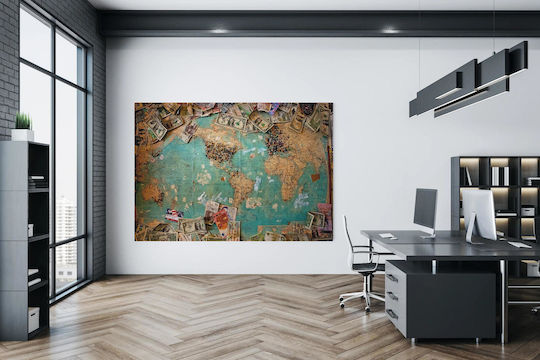 World Map Global Currencies Painting 100x70