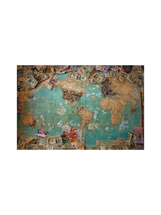 World Map Global Currencies Painting 80x50