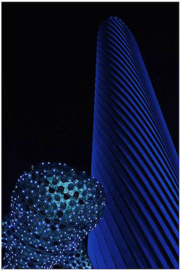 Abstraktes Blaue-Nacht-Gemälde 50x80
