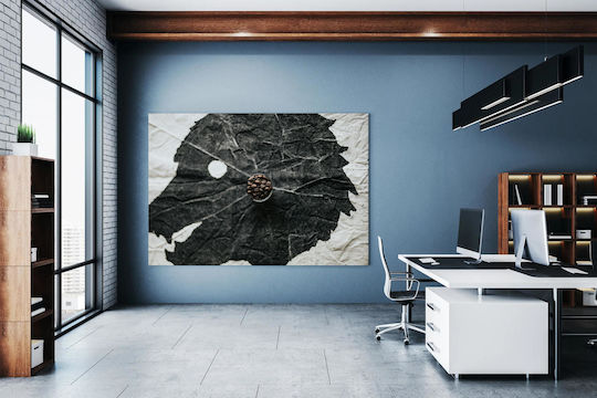 Πίνακας Coffee Beans On Abstract Leaf Art Κόκκοι Καφέ Αφηρημένη Τέχνη Φύλλων 80x50