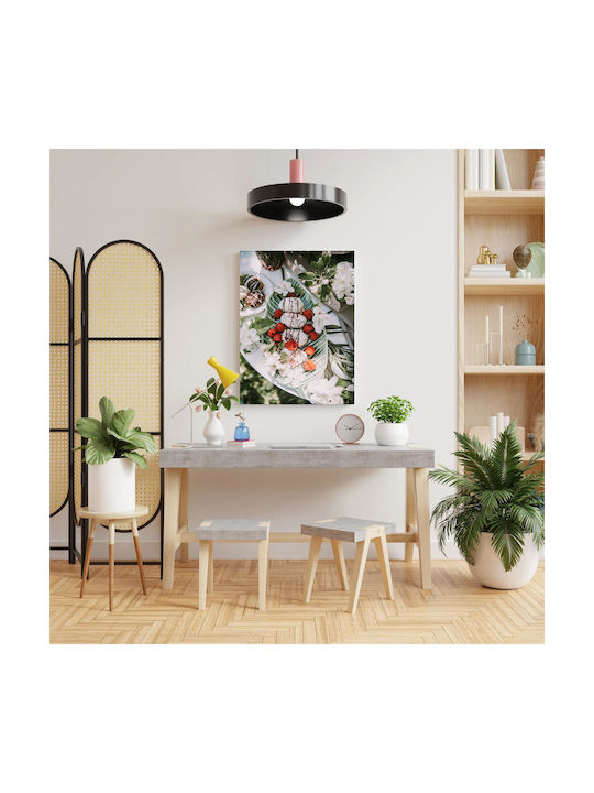 Πίνακας Dessert Flowers Raspberries Επιδόρπιο Λουλούδια Σμέουρα 80x120
