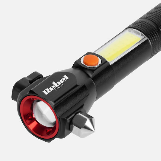Rebel Rechargeable Flashlight LED IP20 with Maximum Brightness 285lm Red