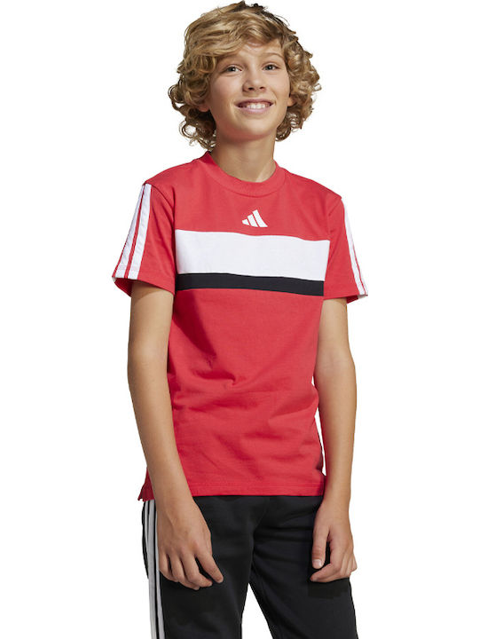 Kids' T-shirt Red Essentials Tiberio 3-Stripes