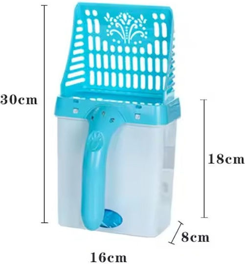Lingură din plastic pentru litiera pisicii 30 de pungi M16xL8xH30cm Albastru